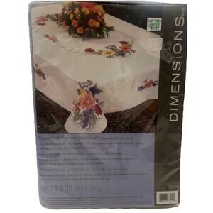 2013 Dimensions Tablecloth Stamped Cross Stitch "Wild Roses" #73213 50"x70" NEW